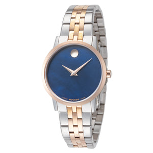 Museum 28mm / Blue Mother-of-Pearl / Silver and Rose Gold | Blue Mother-of-Pearl Dial