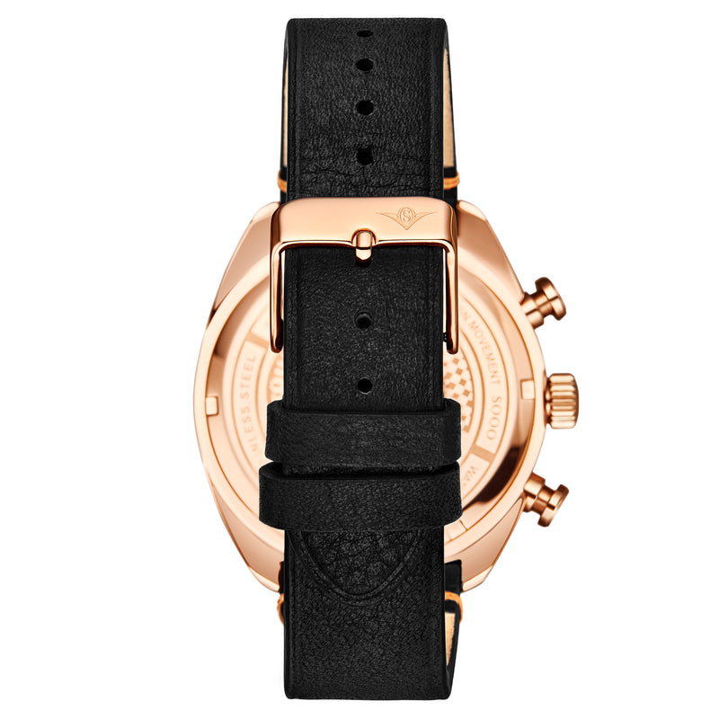 Monaco Black/Leather/Black Dial/Gold Case | Black Dial