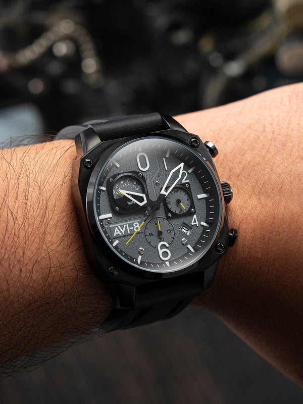 Hawker Hunter Retrograde Chronograph Gray / Rubber | Gray Dial