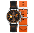 Classic Chronograph Black & Orange / Leather | Black Dial