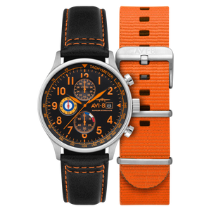 Classic Chronograph Black & Orange / Leather | Black Dial
