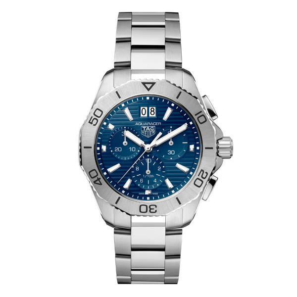 TAG HEUER AQUARACER PROFESSIONAL 200 CHRONOGRAPH 40MM, W/R 200M, STEEL CASE & BRACELET, BLUE DIAL Blue Dial | Blue Dial