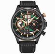 Ace Aviator Chronograph & Tachymeter Quartz 45mm Black Black/Leather | Black Dial
