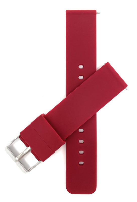 SIL.100 | Quick Release Slim Soft Rubber Silicone Watch Band - 22mm, Burgundy 22mm / Burgundy |  Dial