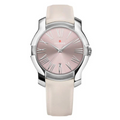 Women's Pink Dial, Stainless Steel Case and Off-White Leather Strap | Pink Dial