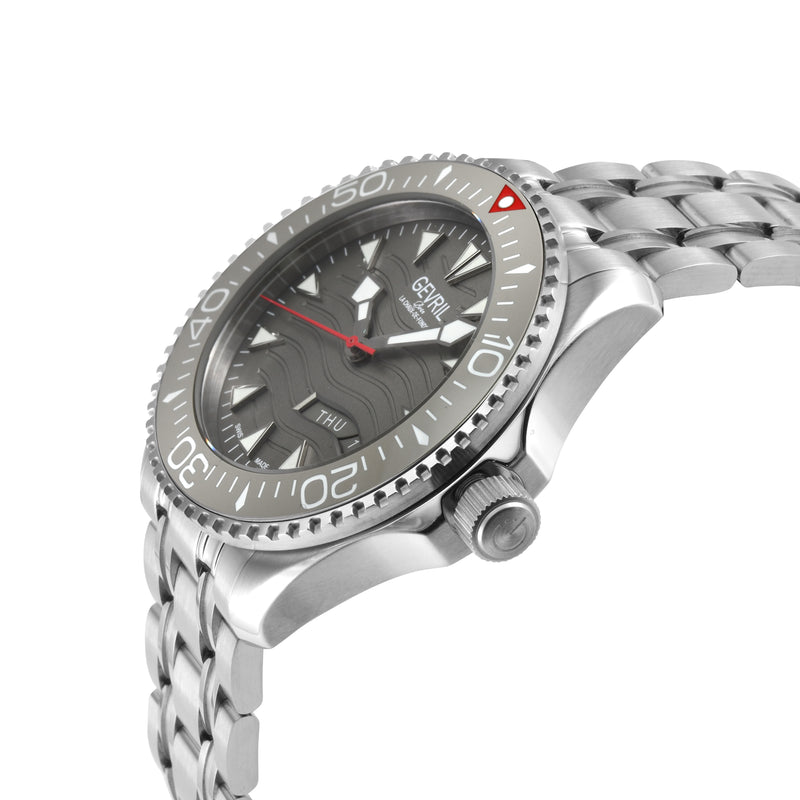 Hudson Yards Swiss Automatic Custom made SW220 - Day/Date display Diver watch, Grey Ceramic bezel, Unidirectional Rotating bezel. | Grey Dial