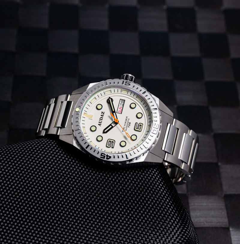 Tri-Hawk Tritium White with Luminous Glow White Dial