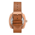 Davenport Engraved-Case Leather-Band Watch w/ Date Rose Gold/Light Brown | Silver Dial