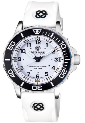 DAYNIGHT 43MM DIVER SOLAR  STAINLESS STEEL TRITIUM DAYNIGHT  BLACK/WHITE BEZEL –WHITE DIAL WHITE/BLACKSTRAP White Dial