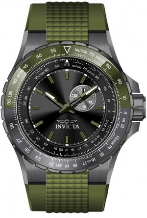 Aviator Men Black Dial / Green Silicone Strap Black Dial