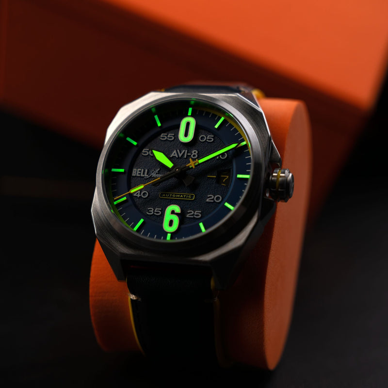 Bell X-1 Machbuster Automatic Blue / Blue Hybrid leather and rubber strap Blue Dial