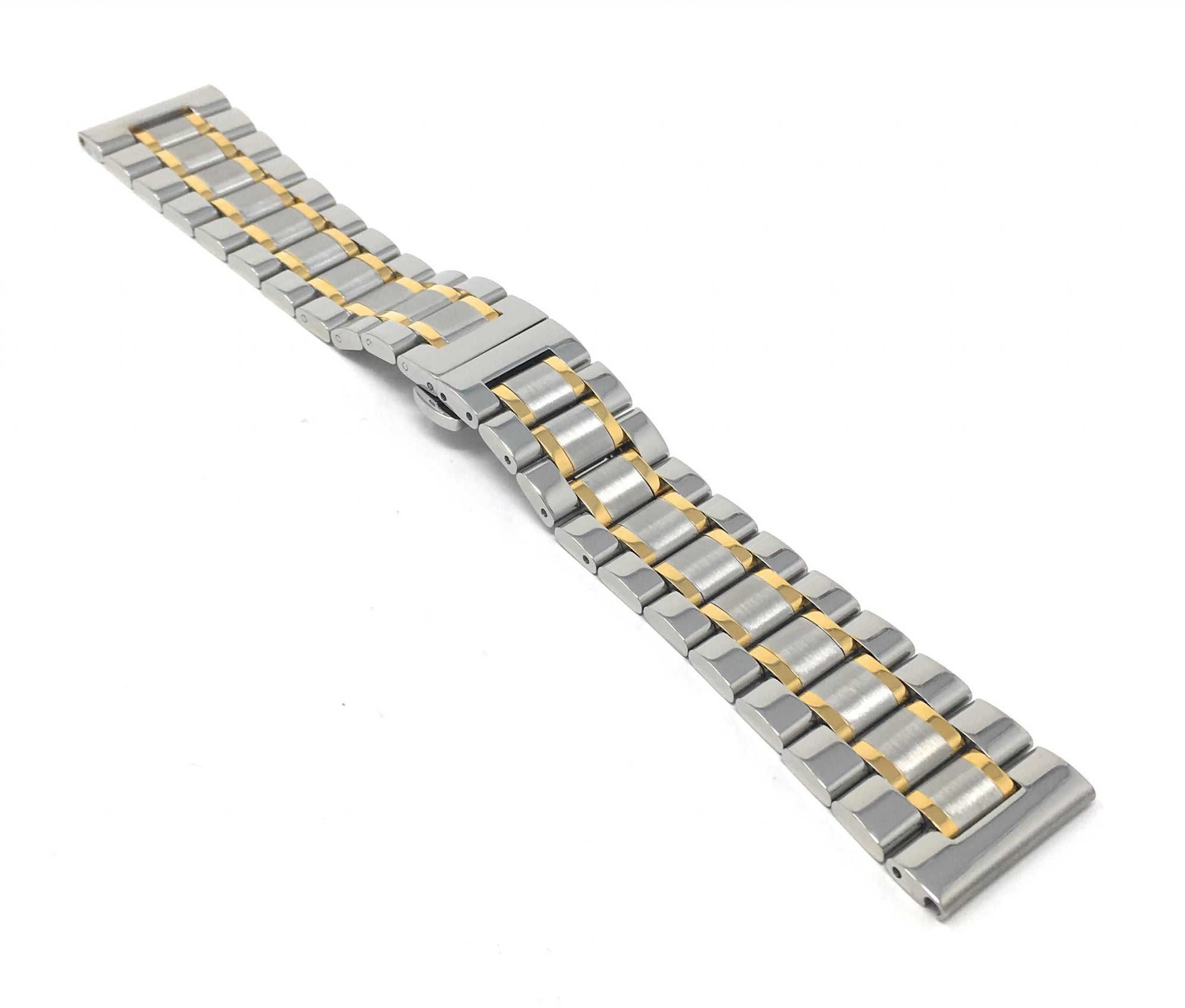 Bandini 22mm Silver / Gold Stainless Steel Watch Band - Metal 22mm / Silver / Gold / Silver Buckle |  Dial