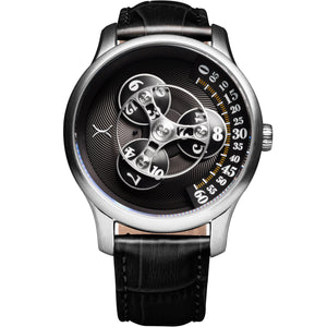 Triptych Automatic Wandering Hour Steel Black Black Dial