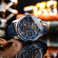 Longitude Automatic Skeleton Blue / Blue Leather Blue Dial