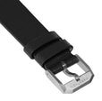 STRAP, 22mm, LEATHER, CROSS HATCH, BLACK, STEEL BUCKLE, XL ITALIAN LEATHER, CROSS HATCH