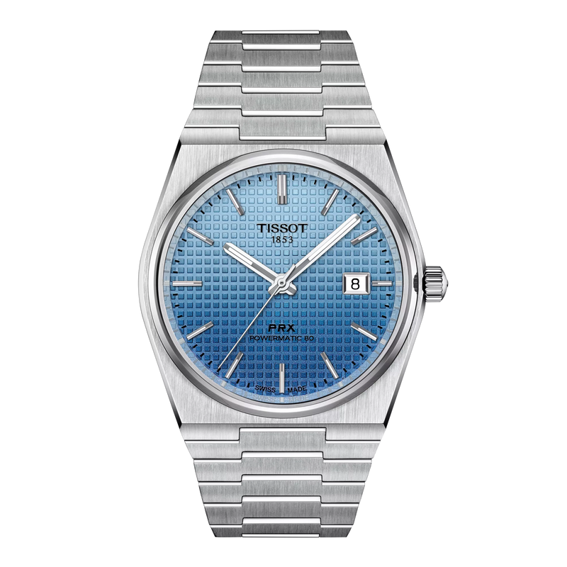 PRX Powermatic 80 40mm Blue Gradient / Stainless Steel | Ice blue chameleon Dial