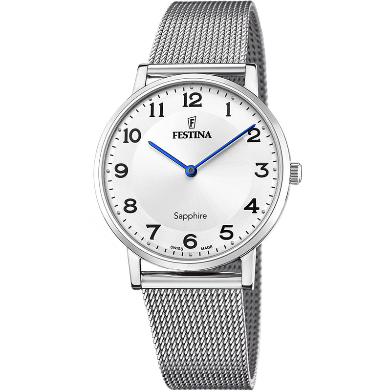 Swiss Made Silver / Stainless Steel Silver Dial