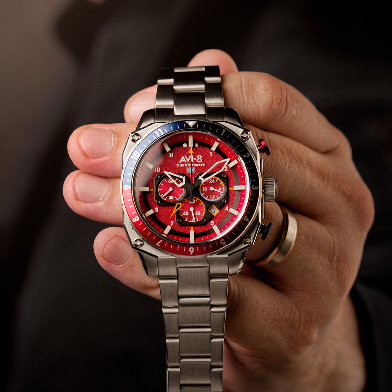 ATLAS DUAL TIME CHRONOGRAPH RED / STAINLESS STEEL | Red Dial