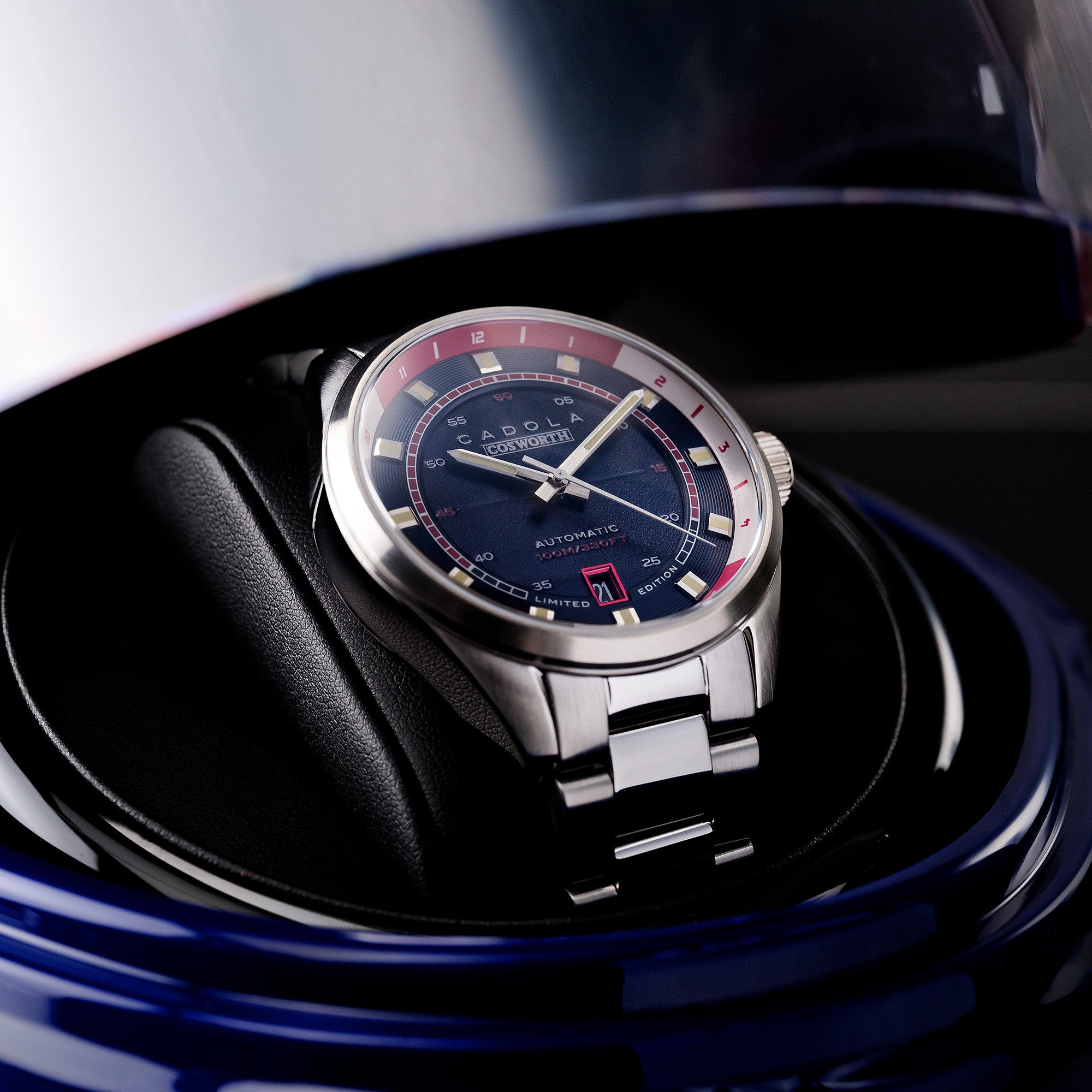 DFV-COSWORTH HELMET WATCH WINDER AUTOMATIC LIMITED EDITION BLUE