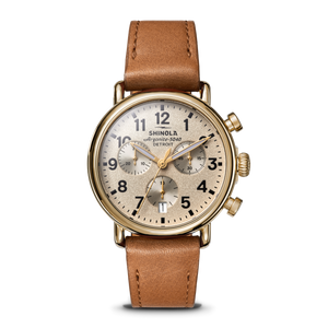 Runwell Chronograph Watch Cream Dial / Tan Leather Strap