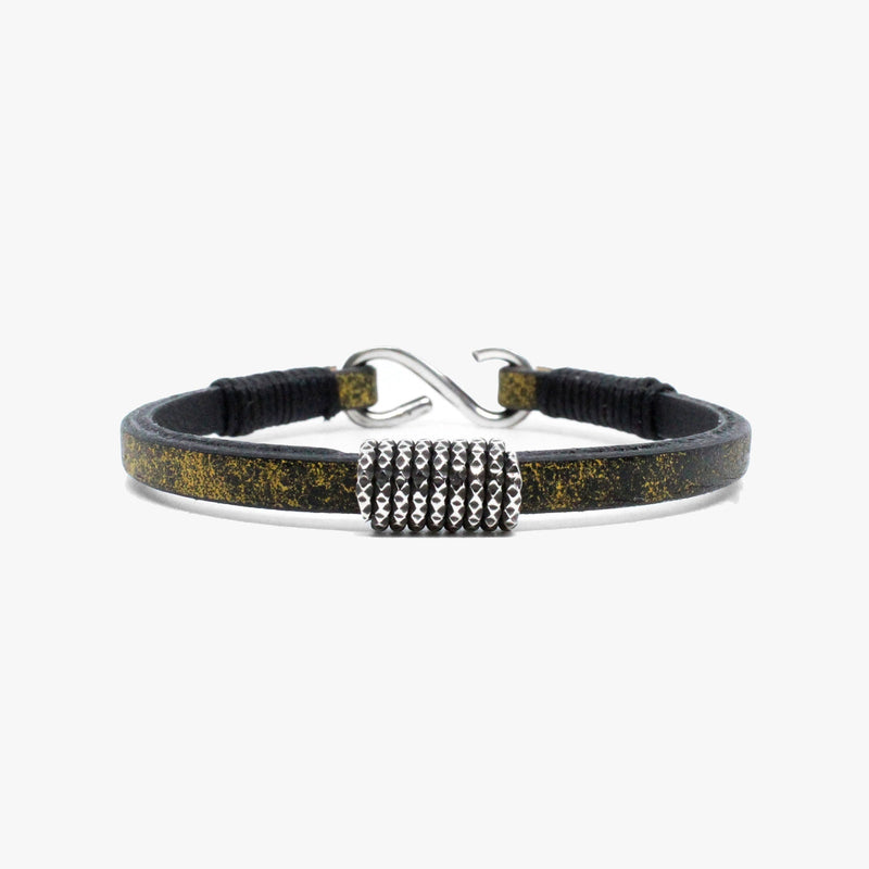 Faceted Sterling Coil, Yellow Leather  |  Dial