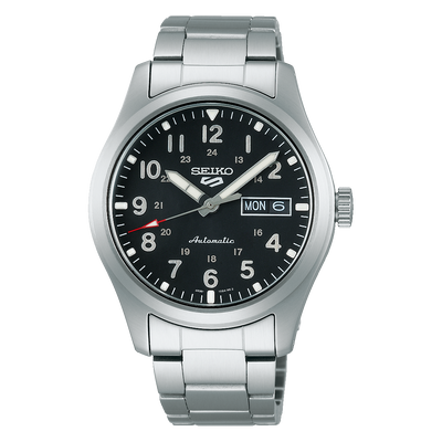 5 Sports Field Black Dial / Stainless Steel Bracelet Black Dial