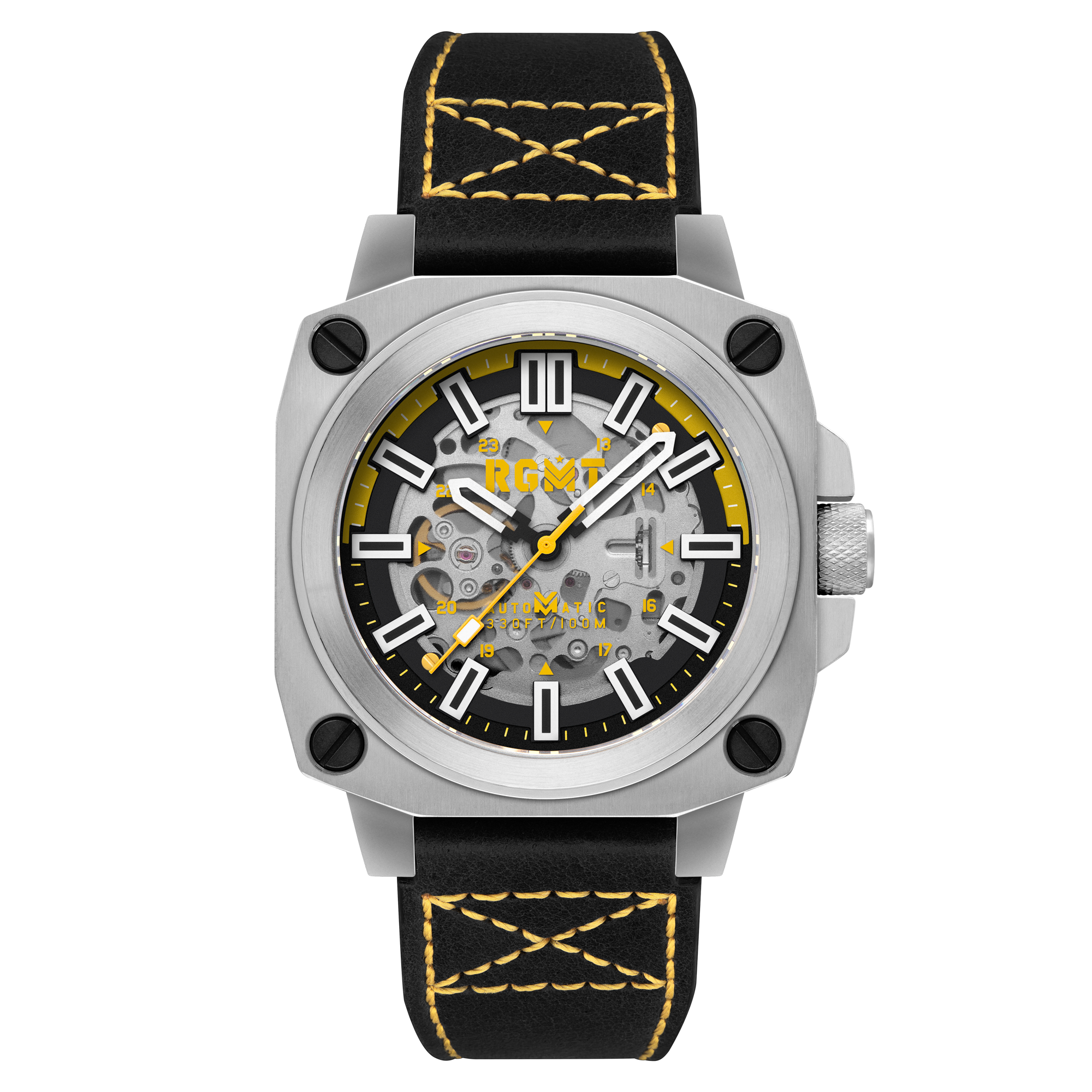 Altimeter Skeleton Automatic Black & Yellow / Leather | Black Dial