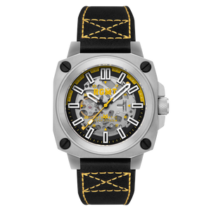 Altimeter Skeleton Automatic Black & Yellow / Leather | Black Dial