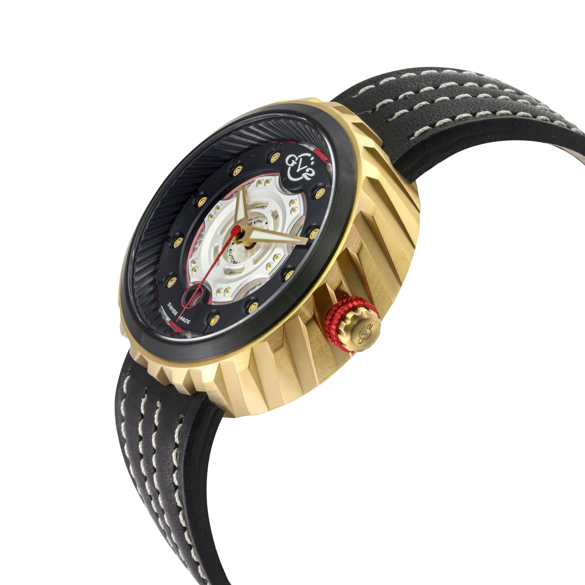Motorcycle - Sport GV2 Swiss Made Automatic, Black Dial with multi-layers represents a motorcycle disc braking system Black Dial