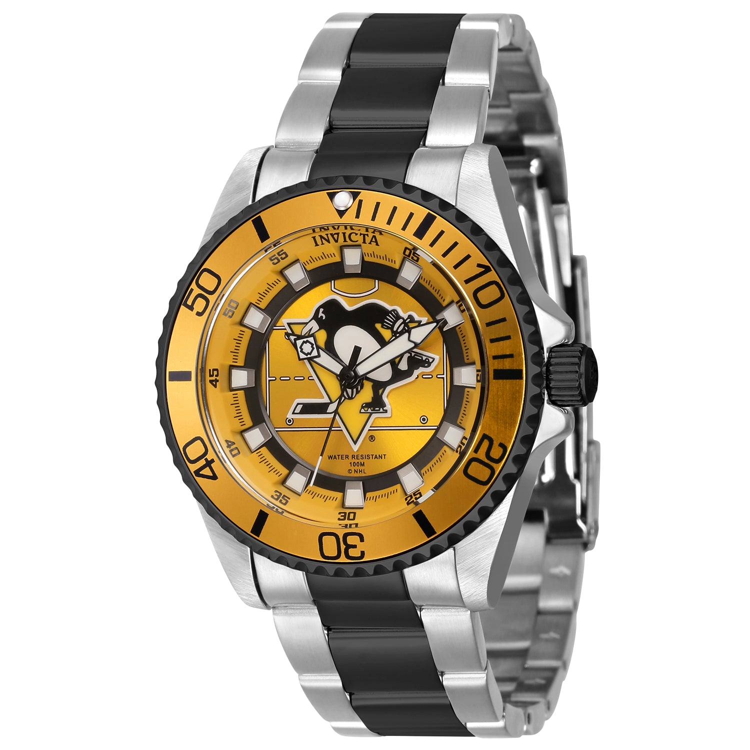 Invicta NHL Pittsburgh Penguins Quartz Movement Black and White