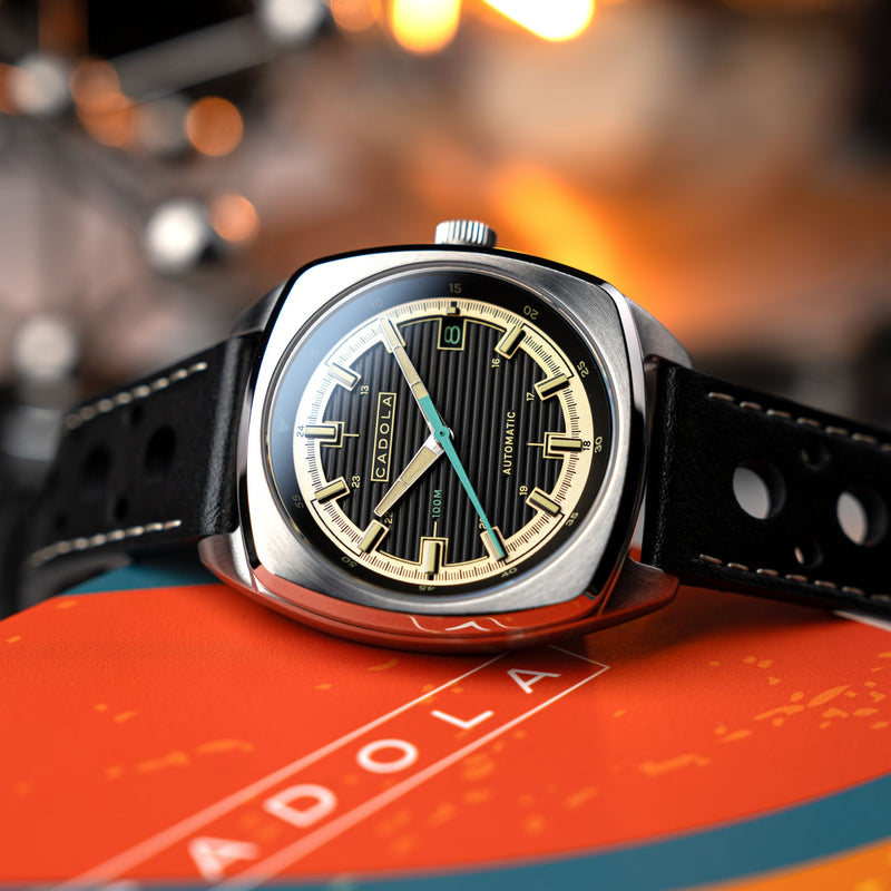 Buxton Automatic Black/ Black Leather | Black Dial