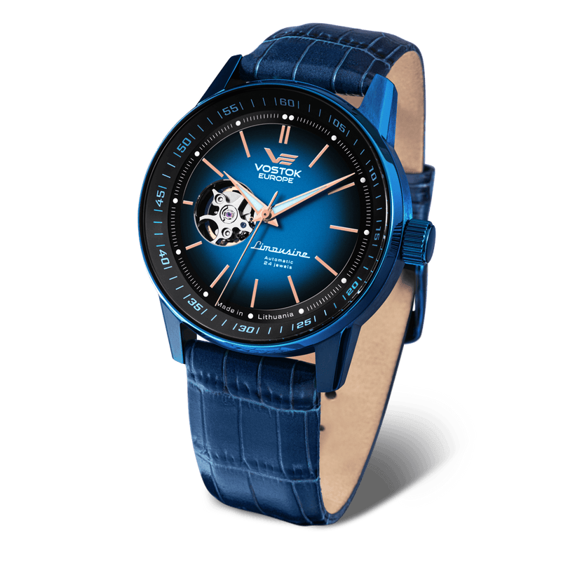 VOSTOK-EUROPE LIMOUSINE AUTOMATIC NH38A/560D681 Blue / Blue Leather | Blue Dial