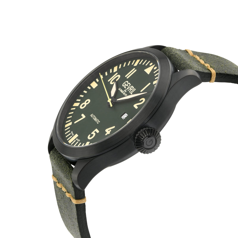 Vaughn Gevril Sellita SW200 Pilot Watch Olive | Green Dial
