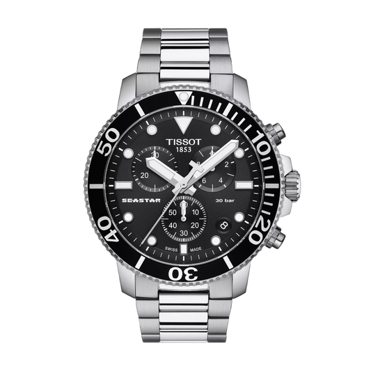 Seastar 1000 Chronograph Black / Stainless Steel Black Dial