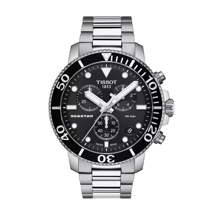 Seastar 1000 Chronograph Black / Stainless Steel Black Dial