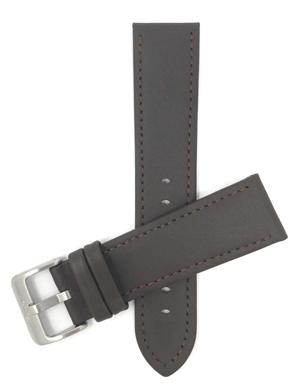 423 | 20mm Brown Italian Leather Watch Band - Classic - Semi-Padded 20mm / Brown / Silver Buckle |  Dial