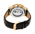 Winston Semi-Skeleton Leather-Band Watch Gold/Black | Black Dial