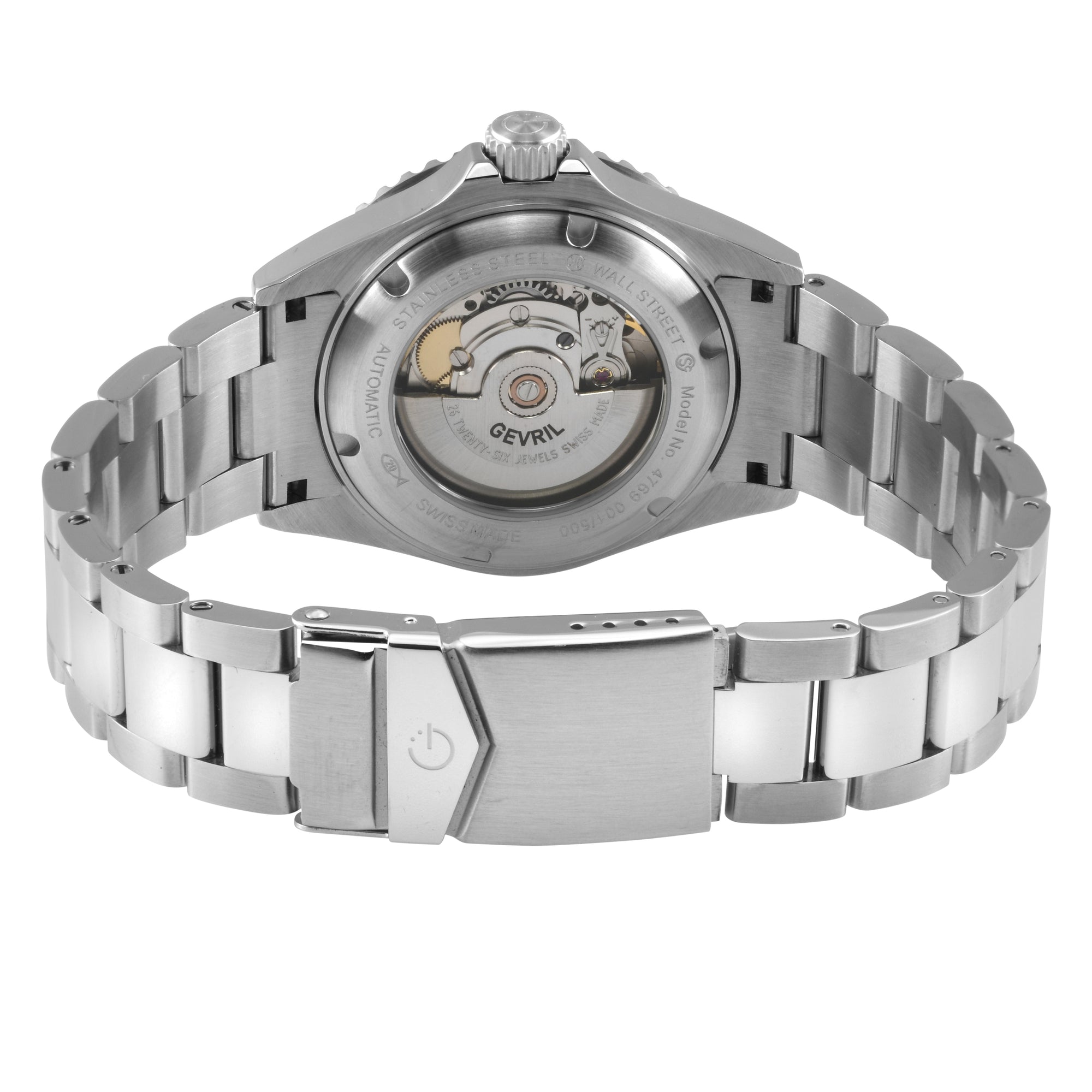 Wall Street Gevril Swiss Made SW200 Steel Rotating Bezel Diver's watch, 316L case, Black DIal | Black Dial