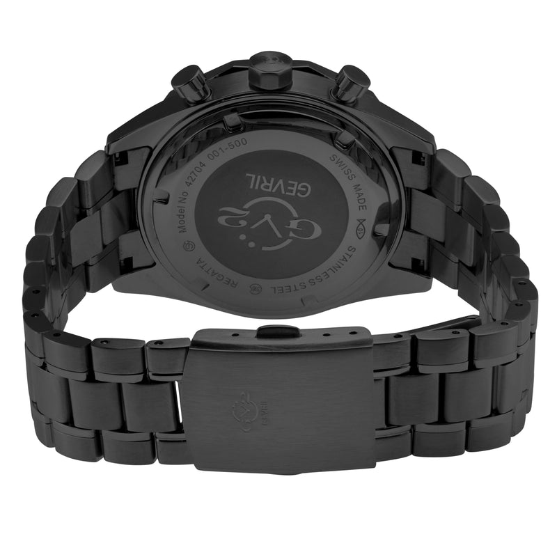 Regatta GV2 Swiss Quartz,Tide cycle indicator, Black dial, IPBLK Stainless Steel Bracelet | Black Dial