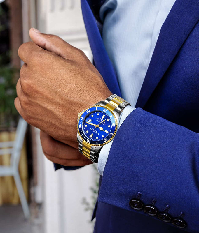 Aquadiver Blue Dial/ Silver Gold Stainless Steel Swiss Auto | Blue Dial