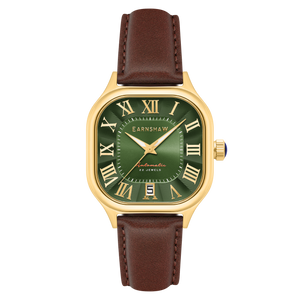 Coussin Automatic Green / Brown Genuine Leather | Green Dial