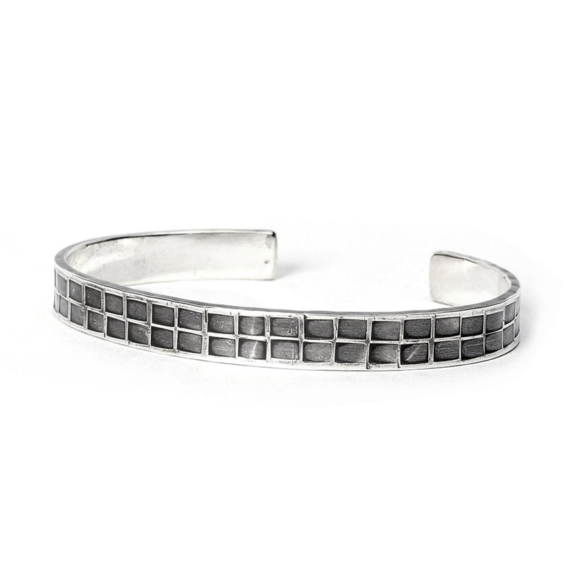 Stamped Sterling Silver Rectangle Wire Cuff M (7.25" Wrist) |  Dial