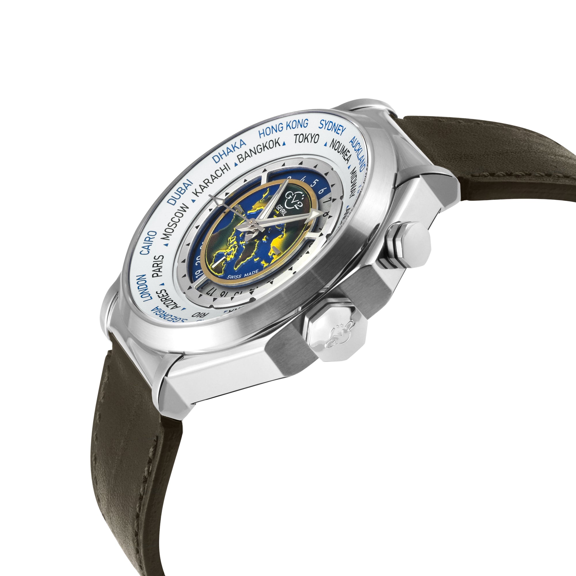 Marchese GV2 Men's Marchese IPYG Case, Silver Dial Watch, Brown Handmade  Italian Leather Strap | Silver Dial