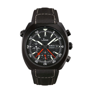 140 St S Space Chronograph Black Dial / Black Leather Strap