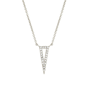 Elegant Confetti Women's 18K White Gold Plated CZ Simulated Diamond Triangle Pendant Necklace 18k White Gold