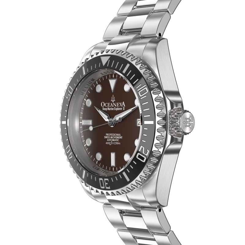 Deep Marine Explorer Swiss Automatic II Silver bezel | Brown Dial
