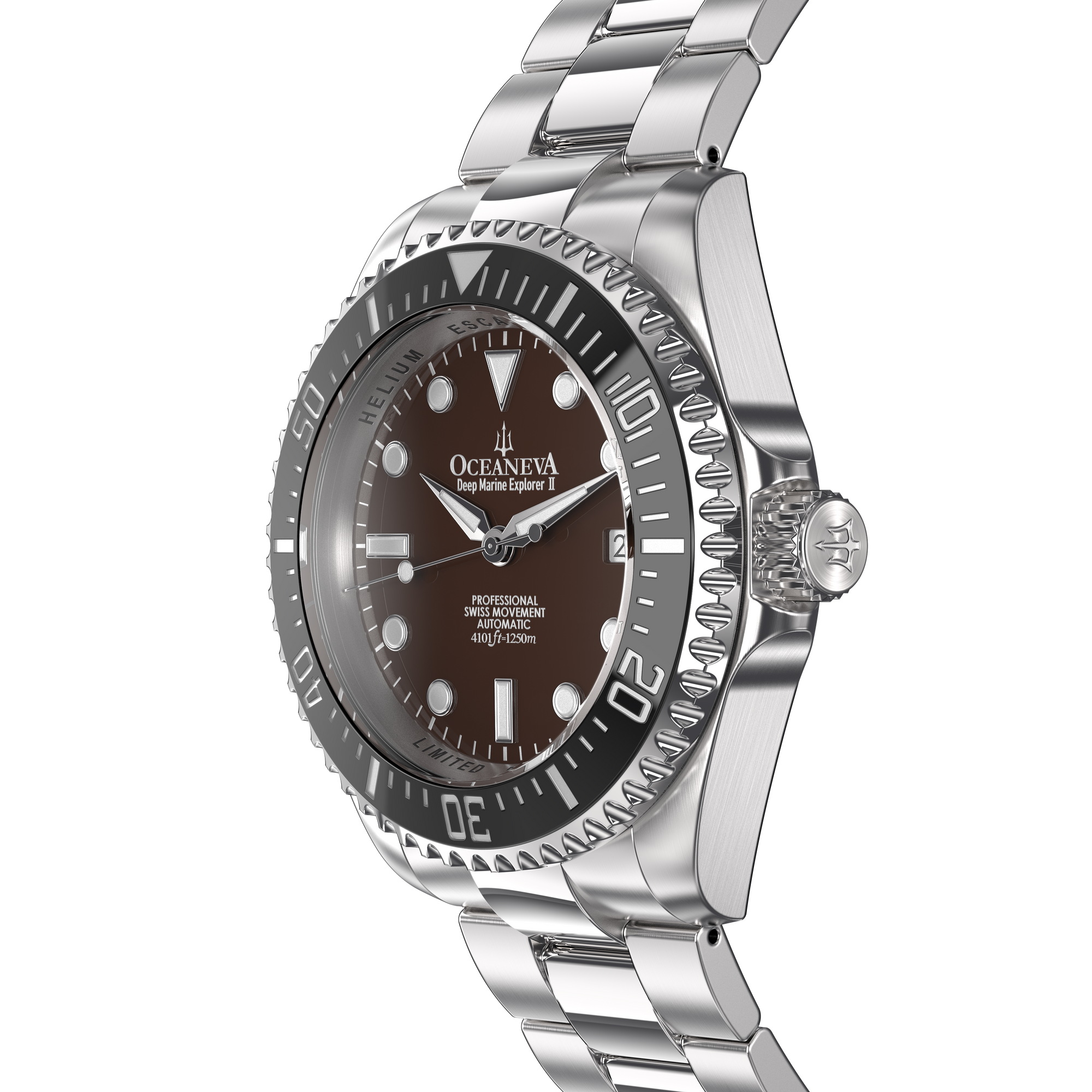 Deep Marine Explorer Swiss Automatic II Silver bezel | Brown Dial