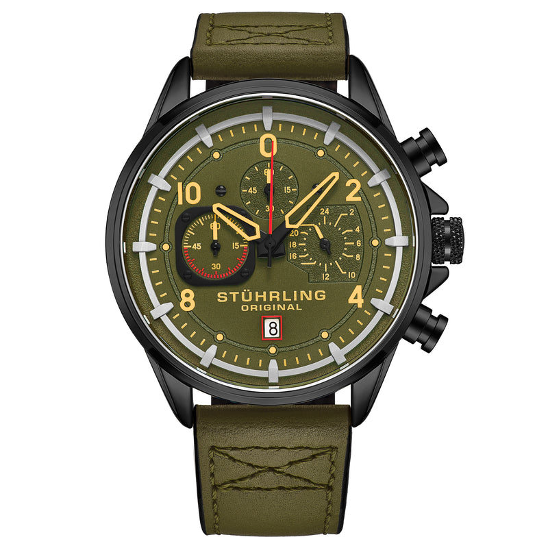 Aviator 929 Watch Green/Leather | Green Dial