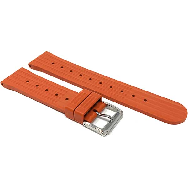 2 Pack - Vintage Rubber Diver Waffle Watch Bands Red and Orange, 20mm |  Dial