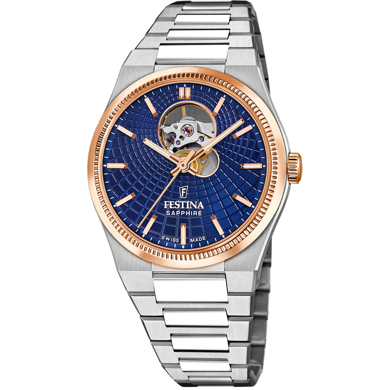 Riv Open Heart Blue / Stainless Steel | Blue Dial